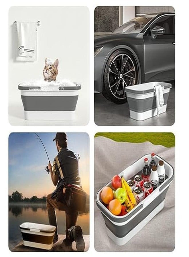 KACHKIT Foldable Silicone Bucket, Perfect for Mop Cleaning, Camping, Travel, Car Washing, This Versatile Bucket effortlessly Folds,Multi-Purpose Rectangular Handy Basket,(Pcs-1). - Image 4